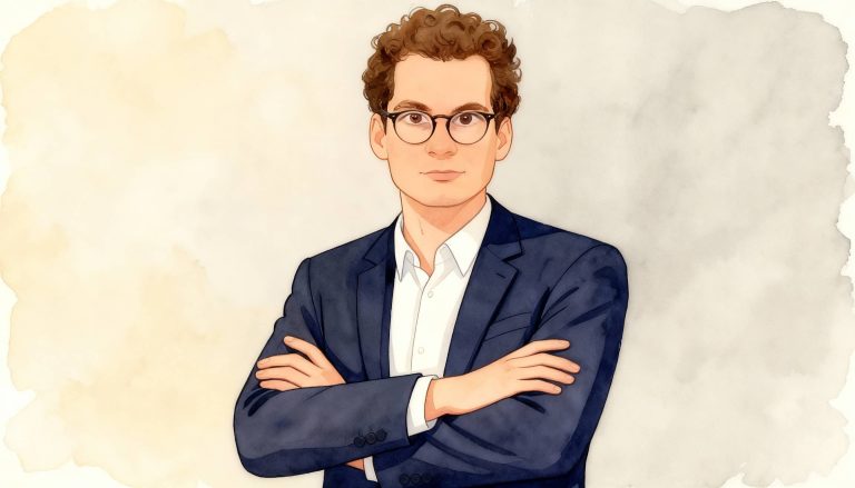 Représentation illustrée de personnalité =jean-loup bonnamy, dessin portrait d'un homme