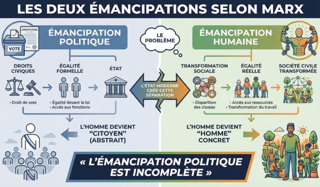 Schéma visuel : émancipation sleon Marx