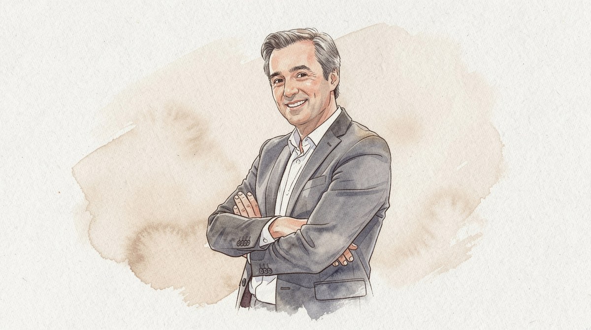 Portrait aquarellé d'Olivier Galzi, maire d'Avignon