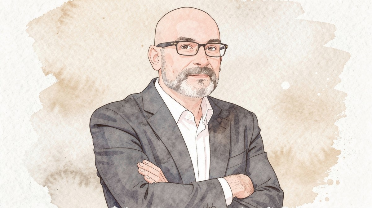 Portrait aquarellé de Philippe Bouyssou, maire d'Ivry-sur-Seine
